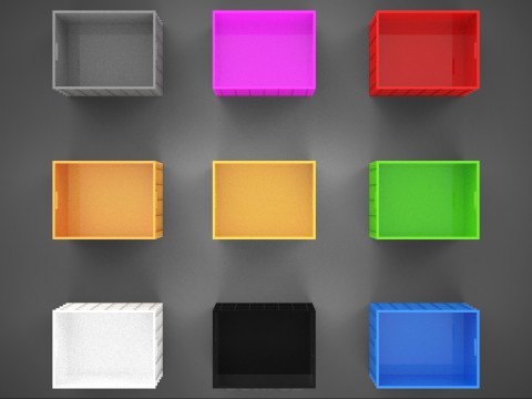 COLLECTION STANDARD COLORFUL PLASTIC CRATE BOX CONTAINER STORAGE 3D Model