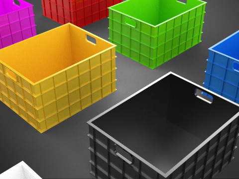COLLECTION STANDARD COLORFUL PLASTIC CRATE BOX CONTAINER STORAGE 3D Model