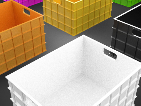 COLLECTION STANDARD COLORFUL PLASTIC CRATE BOX CONTAINER STORAGE 3D Model