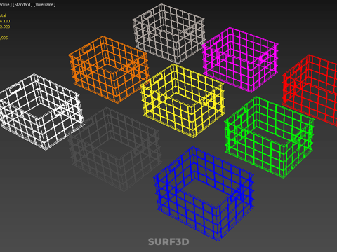 COLLECTION STANDARD COLORFUL PLASTIC CRATE BOX CONTAINER STORAGE 3D Model