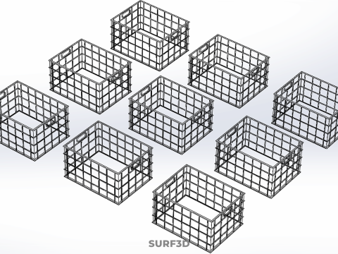 COLLECTION STANDARD COLORFUL PLASTIC CRATE BOX CONTAINER STORAGE 3D Model