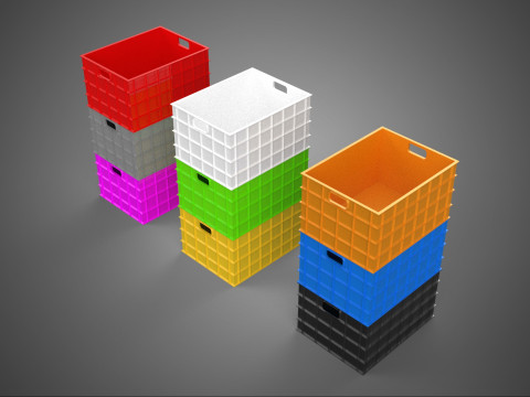 PILHA EMPILHÁVEL EMPILHÁVEL CAIXA DE PLÁSTICO RECIPIENTE LINHA DE ARMAZENAMENTO Modelo 3D