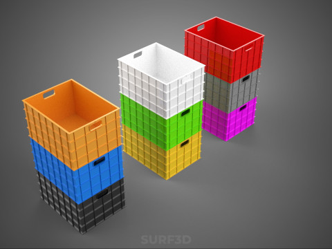 PILHA EMPILHÁVEL EMPILHÁVEL CAIXA DE PLÁSTICO RECIPIENTE LINHA DE ARMAZENAMENTO Modelo 3D