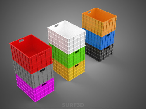 PILHA EMPILHÁVEL EMPILHÁVEL CAIXA DE PLÁSTICO RECIPIENTE LINHA DE ARMAZENAMENTO Modelo 3D