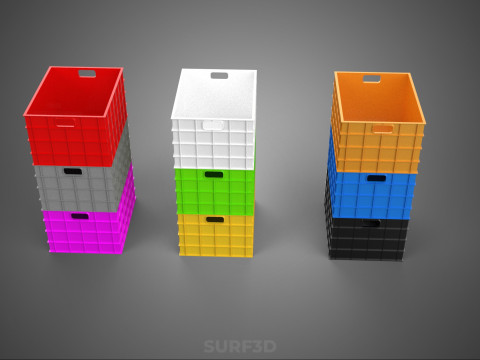 PILHA EMPILHÁVEL EMPILHÁVEL CAIXA DE PLÁSTICO RECIPIENTE LINHA DE ARMAZENAMENTO Modelo 3D