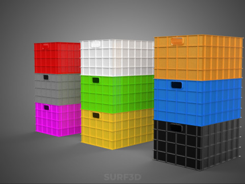 PILHA EMPILHÁVEL EMPILHÁVEL CAIXA DE PLÁSTICO RECIPIENTE LINHA DE ARMAZENAMENTO Modelo 3D