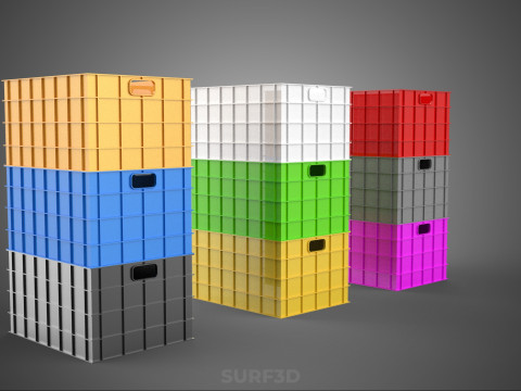 PILHA EMPILHÁVEL EMPILHÁVEL CAIXA DE PLÁSTICO RECIPIENTE LINHA DE ARMAZENAMENTO Modelo 3D