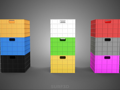 PILHA EMPILHÁVEL EMPILHÁVEL CAIXA DE PLÁSTICO RECIPIENTE LINHA DE ARMAZENAMENTO Modelo 3D