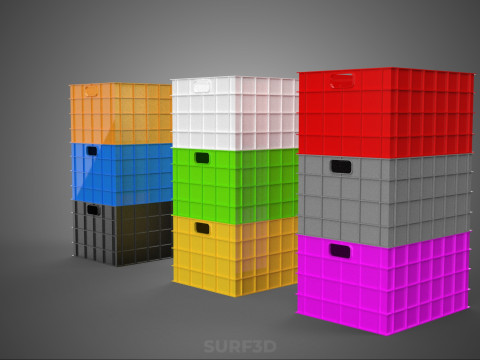 PILHA EMPILHÁVEL EMPILHÁVEL CAIXA DE PLÁSTICO RECIPIENTE LINHA DE ARMAZENAMENTO Modelo 3D