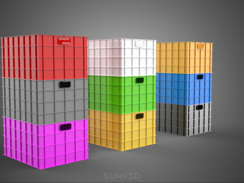 PILHA EMPILHÁVEL EMPILHÁVEL CAIXA DE PLÁSTICO RECIPIENTE LINHA DE ARMAZENAMENTO Modelo 3D