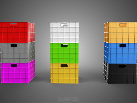 PILHA EMPILHÁVEL EMPILHÁVEL CAIXA DE PLÁSTICO RECIPIENTE LINHA DE ARMAZENAMENTO Modelo 3D