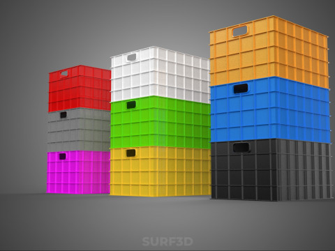 PILHA EMPILHÁVEL EMPILHÁVEL CAIXA DE PLÁSTICO RECIPIENTE LINHA DE ARMAZENAMENTO Modelo 3D