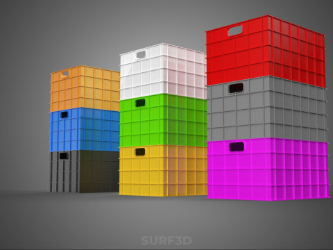 PILHA EMPILHÁVEL EMPILHÁVEL CAIXA DE PLÁSTICO RECIPIENTE LINHA DE ARMAZENAMENTO Modelo 3D