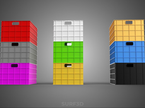 PILHA EMPILHÁVEL EMPILHÁVEL CAIXA DE PLÁSTICO RECIPIENTE LINHA DE ARMAZENAMENTO Modelo 3D