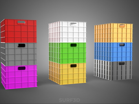 PILHA EMPILHÁVEL EMPILHÁVEL CAIXA DE PLÁSTICO RECIPIENTE LINHA DE ARMAZENAMENTO Modelo 3D