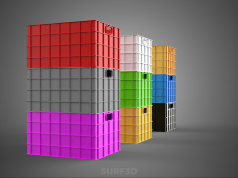 PILHA EMPILHÁVEL EMPILHÁVEL CAIXA DE PLÁSTICO RECIPIENTE LINHA DE ARMAZENAMENTO Modelo 3D