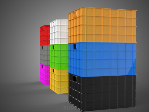 PILHA EMPILHÁVEL EMPILHÁVEL CAIXA DE PLÁSTICO RECIPIENTE LINHA DE ARMAZENAMENTO Modelo 3D