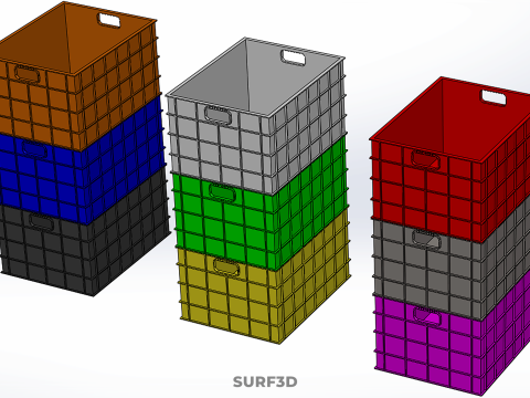 PILHA EMPILHÁVEL EMPILHÁVEL CAIXA DE PLÁSTICO RECIPIENTE LINHA DE ARMAZENAMENTO Modelo 3D