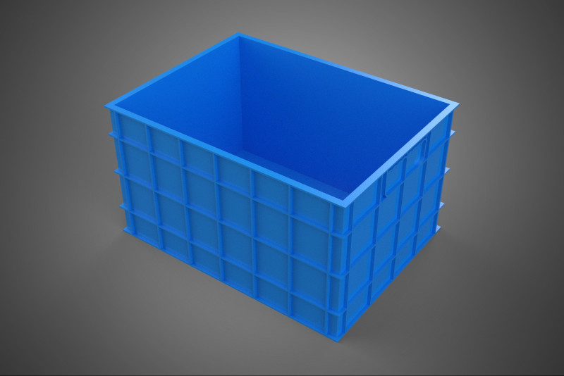 Frischer Fisch, Krabben, Meeresfrüchte, blaue Kunststoffbox, Kiste, Behälter, Aufbewahrung 3D Modell .c4d .max .obj .3ds .fbx .stl .blend 