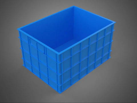 FRESH FISH CRAB SEAFOOD BLUE PLASTIC BOX CRATE CONTAINER STORAGE 3D Model