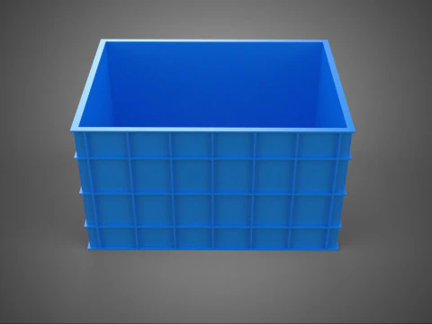 FRESH FISH CRAB SEAFOOD BLUE PLASTIC BOX CRATE CONTAINER STORAGE 3D Model
