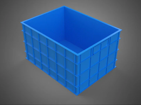 FRESH FISH CRAB SEAFOOD BLUE PLASTIC BOX CRATE CONTAINER STORAGE 3D Model