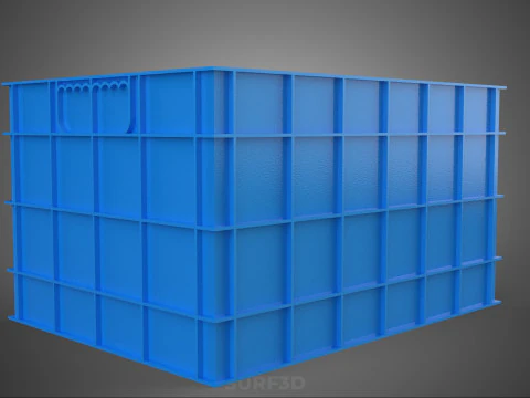 FRESH FISH CRAB SEAFOOD BLUE PLASTIC BOX CRATE CONTAINER STORAGE 3D Model
