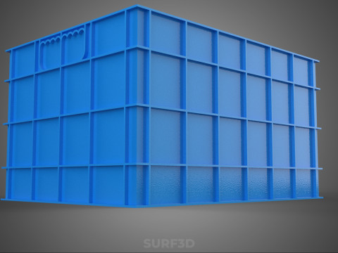 Frischer Fisch, Krabben, Meeresfrüchte, blaue Kunststoffbox, Kiste, Behälter, Aufbewahrung 3D Modell