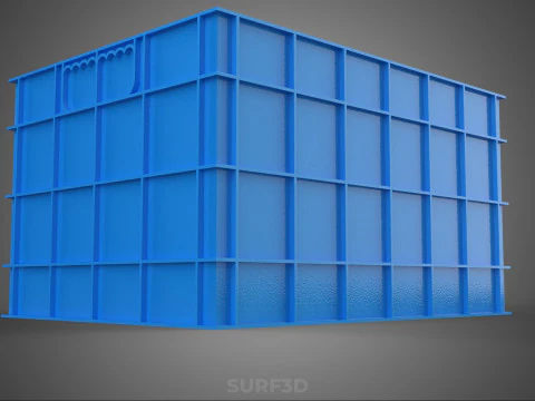 FRESH FISH CRAB SEAFOOD BLUE PLASTIC BOX CRATE CONTAINER STORAGE 3D Model