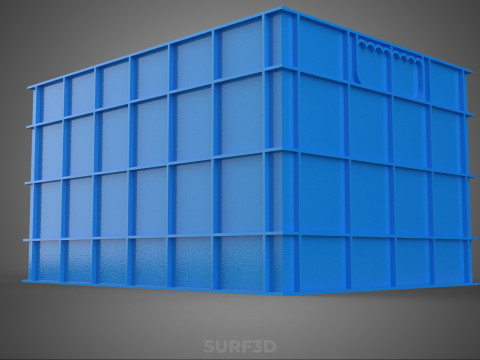 Frischer Fisch, Krabben, Meeresfrüchte, blaue Kunststoffbox, Kiste, Behälter, Aufbewahrung 3D Modell