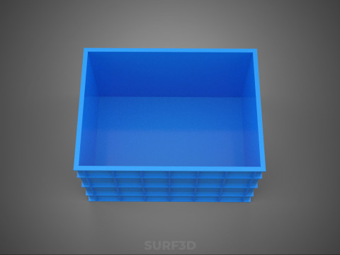 Frischer Fisch, Krabben, Meeresfrüchte, blaue Kunststoffbox, Kiste, Behälter, Aufbewahrung 3D Modell