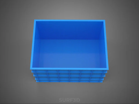 FRESH FISH CRAB SEAFOOD BLUE PLASTIC BOX CRATE CONTAINER STORAGE 3D Model