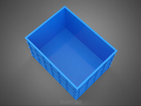FRESH FISH CRAB SEAFOOD BLUE PLASTIC BOX CRATE CONTAINER STORAGE 3D Model