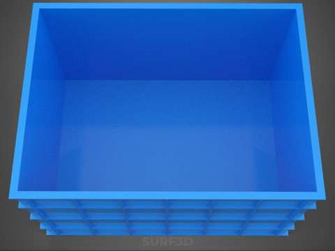 Frischer Fisch, Krabben, Meeresfrüchte, blaue Kunststoffbox, Kiste, Behälter, Aufbewahrung 3D Modell