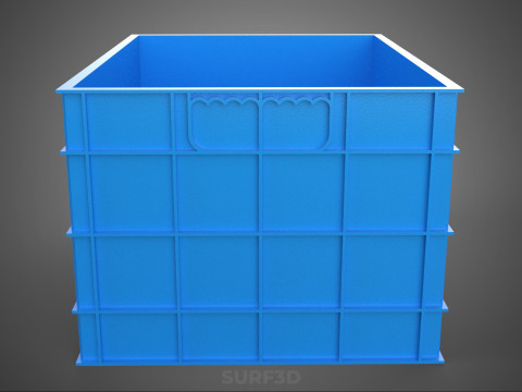 Frischer Fisch, Krabben, Meeresfrüchte, blaue Kunststoffbox, Kiste, Behälter, Aufbewahrung 3D Modell