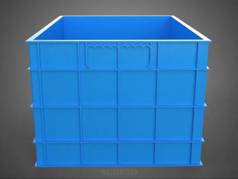 FRESH FISH CRAB SEAFOOD BLUE PLASTIC BOX CRATE CONTAINER STORAGE 3D Model