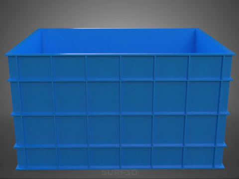 FRESH FISH CRAB SEAFOOD BLUE PLASTIC BOX CRATE CONTAINER STORAGE 3D Model