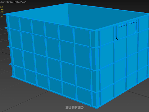 Frischer Fisch, Krabben, Meeresfrüchte, blaue Kunststoffbox, Kiste, Behälter, Aufbewahrung 3D Modell