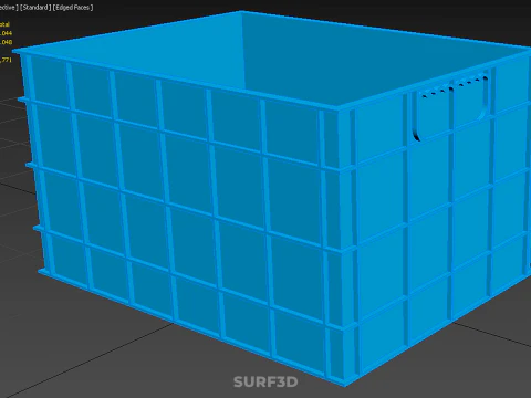 FRESH FISH CRAB SEAFOOD BLUE PLASTIC BOX CRATE CONTAINER STORAGE 3D Model