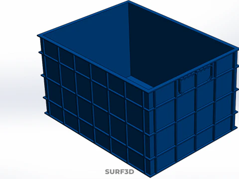 FRESH FISH CRAB SEAFOOD BLUE PLASTIC BOX CRATE CONTAINER STORAGE 3D Model