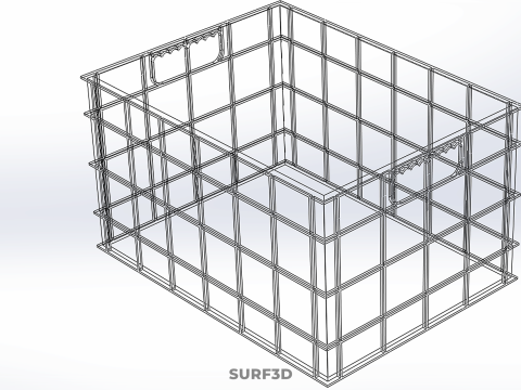 Frischer Fisch, Krabben, Meeresfrüchte, blaue Kunststoffbox, Kiste, Behälter, Aufbewahrung 3D Modell