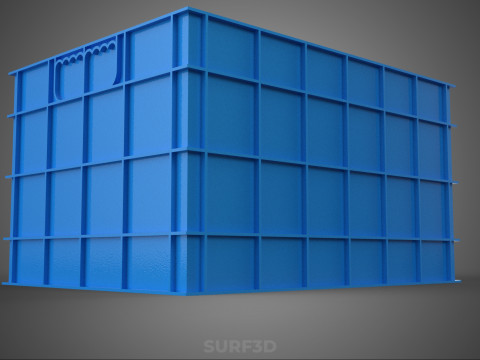 水魚ブループラスチックボックス木枠コンテナ収納ラックタンク 3Dモデル