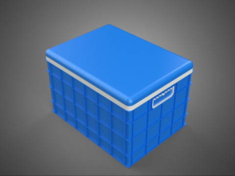 CAIXA DE ARMAZENAMENTO DE CAIXA FRIA DE PLÁSTICO AZUL CAIXA DE GELADO DE GELADO Modelo 3D