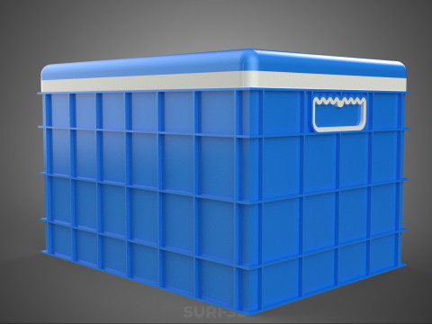 CAIXA DE ARMAZENAMENTO DE CAIXA FRIA DE PLÁSTICO AZUL CAIXA DE GELADO DE GELADO Modelo 3D