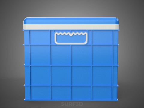 CAIXA DE ARMAZENAMENTO DE CAIXA FRIA DE PLÁSTICO AZUL CAIXA DE GELADO DE GELADO Modelo 3D