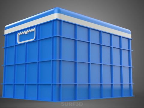 CAIXA DE ARMAZENAMENTO DE CAIXA FRIA DE PLÁSTICO AZUL CAIXA DE GELADO DE GELADO Modelo 3D