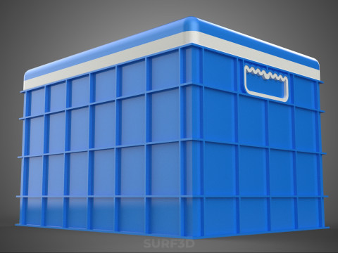 CAIXA DE ARMAZENAMENTO DE CAIXA FRIA DE PLÁSTICO AZUL CAIXA DE GELADO DE GELADO Modelo 3D