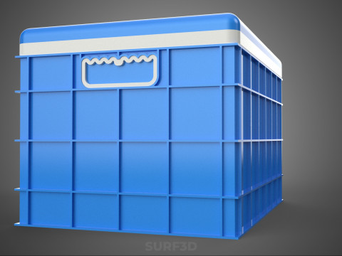 CAIXA DE ARMAZENAMENTO DE CAIXA FRIA DE PLÁSTICO AZUL CAIXA DE GELADO DE GELADO Modelo 3D