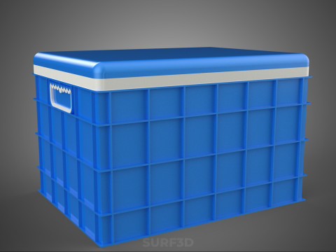 CAIXA DE ARMAZENAMENTO DE CAIXA FRIA DE PLÁSTICO AZUL CAIXA DE GELADO DE GELADO Modelo 3D