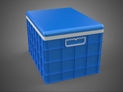 ARMAZENAMENTO DE RECIPIENTE DE CAIXA DE PL&Aacute;STICO AZUL FRESCO DE CARANGUEJO DE PEIXE DE MARISCO Modelo 3D